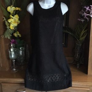 A T Loft Sleeveless black crochet cotton dress XS